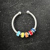 304 Stainless Steel Enamel Disc Beaded Adjustable Open Rings FS-WGAD8B0-13-1