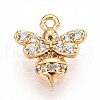 Brass Micro Pave Clear Cubic Zirconia Pendants KK-T075-19G-02-1
