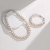 Brass with Natural Freshwater Pearl Beaded Necklace & Bracelet FS-WG0E56F-01-1