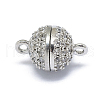 Rack Plating Brass Micro Pave Cubic Zirconia Magnetic Clasps with Loops KK-F801-01A-P-2