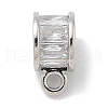 Rack Plating Brass Micro Pave Clear Cubic Zirconia Tube Bails KK-L224-025P-1