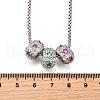 Brass Micro Pave Colorful Cubic Zirconia 3 Rondelles Pendant Box Chain Necklaces NJEW-K287-03P-5