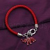 Elephant Alloy & Rhinestone & Imitation Leather Cord Charm Bracelets FS-WG8FE67-01-2