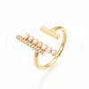Brass Micro Pave Clear Cubic Zirconia Cuff Rings for Women KK-T074-22G-4