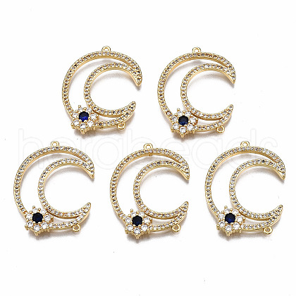 Brass Micro Pave Cubic Zirconia Links Connectors KK-Q277-044-NF-1