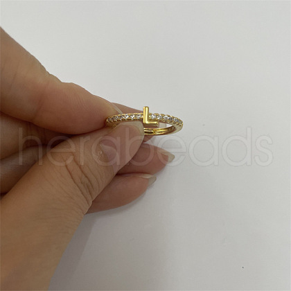 Brass Micro Pave Clear Cubic Zirconia Finger Rings FS-WGE303B-38-1