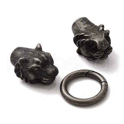 Tibetan Style 304 Stainless Steel Spring Gate Rings FIND-Z046-02AS-01-1