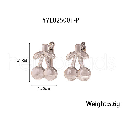Stylish Stainless Steel Cherry Hoop Earrings RN7247-2-1