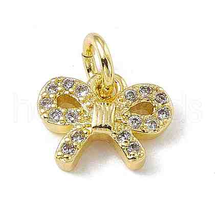 Brass Micro Pave Clear Cubic Zirconia Butterfly Charms ZIRC-F132-86G-1