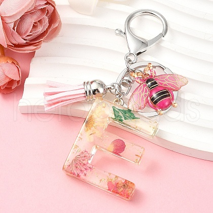 Resin & Acrylic & Faux Suede Tassel Keychain KEYC-YW00125-05-1