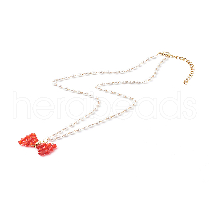Bowknot Transparent Acrylic Pendant Necklaces X1-NJEW-TA00002-1
