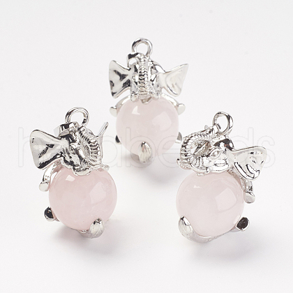 Natural Rose Quartz Pendants G-G713-D09-1