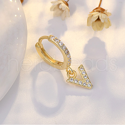 Brass Micro Pave Clear Cubic Zirconia Hoop Earrings WGE85EC-22-1
