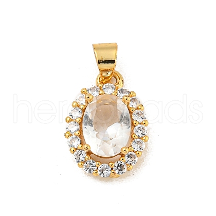 Rack Plating Brass Micro Pave Cubic Zirconia Pendants KK-P277-20G-02-1