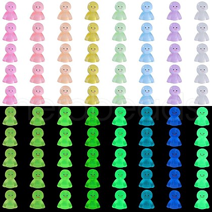 80Pcs 8 Colors Luminous Resin Doll Ornaments RESI-SZ0003-49-1