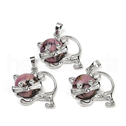 Natural Hypersthene Kitten Pendants G-J386-C17-13-1