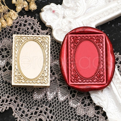 Rectangle Flower Frame Brass Stamp Heads AJEW-M037-04G-03-1