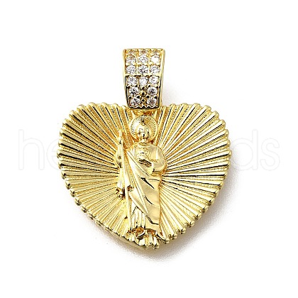 Brass Micro Pave Cubic Zirconia Pendants KK-Q066-28G-1