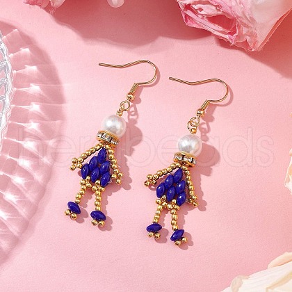 Glass Seed Beaded Dangle Earrings EJEW-MZ00366-1