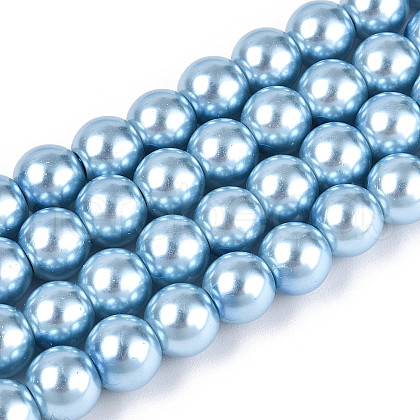Baking Painted Pearlized Glass Pearl Round Bead Strands X-HY-Q330-8mm-24-1