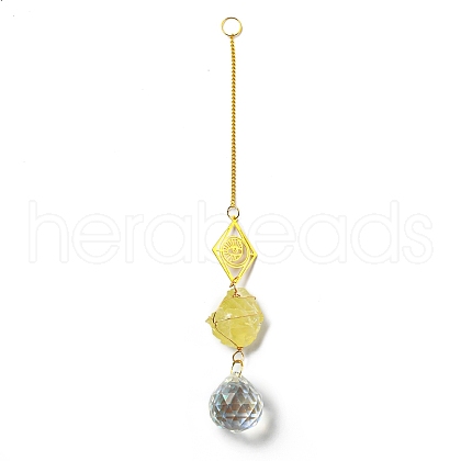 Wire Wrapped Nuggets Natural Citrine Pendant Decorations HJEW-C008-01D-G-1
