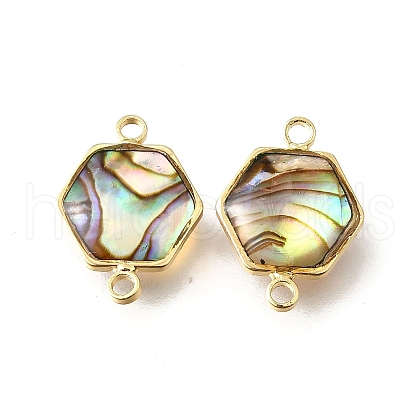 Brass Pave Natural Paua Shell Connector Charms KK-E794-01G-08-1
