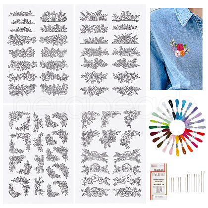 BENECREAT DIY Flower Embroidery Kits DIY-BC0013-29-1