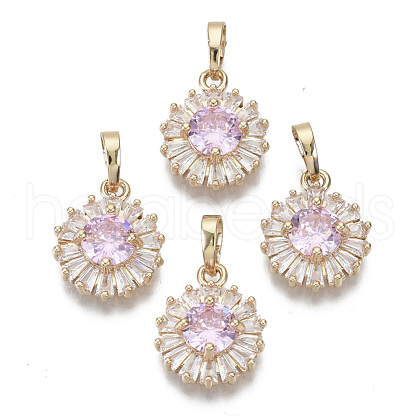 Brass Micro Cubic Zirconia Charms X-KK-N235-032B-1
