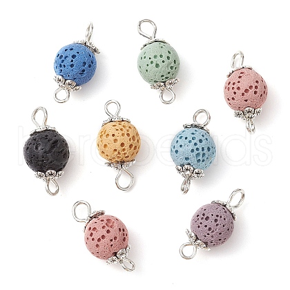 8Pcs 8 Colors Natural Lava Rock Dyed Connector Charms Kit PALLOY-JF02420-1