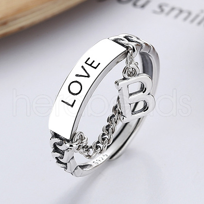Letter B & Word LOVE 925 Sterling Silver Finger Rings FS-WG350DC-01-1