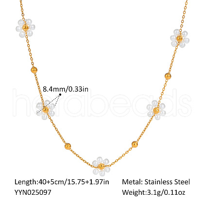 Stainless Steel Woven Flower Link Chain Necklaces for Women AC0915-2-1