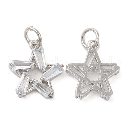 Rack Plating Brass Pave Clear Cubic Zirconia Pendants KK-Z026-14P-1