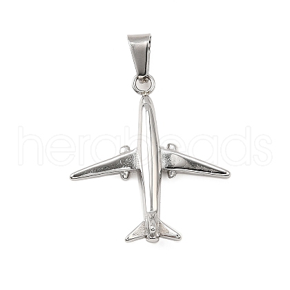Airplane 304 Stainless Steel Pendants STAS-M121-10P-1