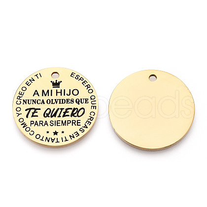 201 Stainless Steel Pendants STAS-T064-37G-22-1