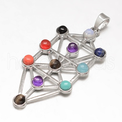 Chakra Jewelry Brass Gemstone Big Pendants KK-J298-08-NR-1