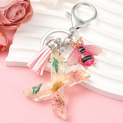 Resin & Acrylic & Faux Suede Tassel Keychain KEYC-YW00125-24-1