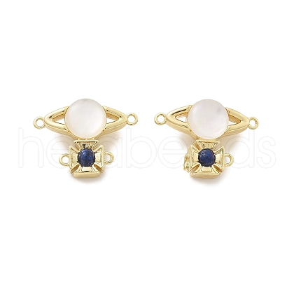 Brass & Cat Eye & Natural Lapis Lazuli Magnetic Clasps KK-G505-33G-1