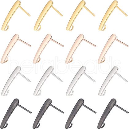 Unicraftale 40Pcs 4 Color PVD Vacuum Plating 304 Stainless Steel Stud Earring Findings STAS-UN0023-91-1