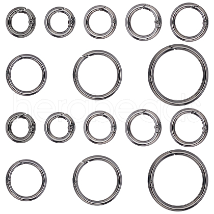   16Pcs 8 Styles Alloy Spring Gate Rings FIND-PH0007-80B-1