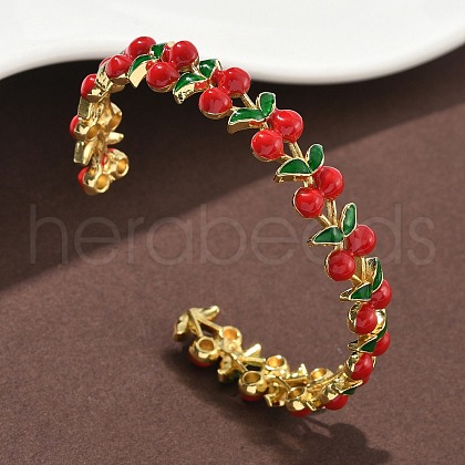 Brass Enamel Cuff Bracelets BJEW-L703-02A-G-1