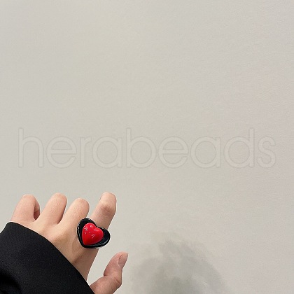 Heart Acrylic Finger Rings for Women FS-WG3C66E-01-1