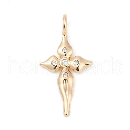 Brass Pave Clear Cubic Zirconia Pendants KK-Q096-07A-G-1
