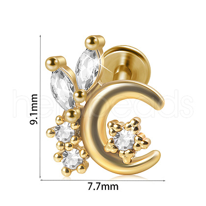 304 Stainless Steel Micro Pave Clear Cubic Zirconia Cartilage Earrings WG369ED-23-1