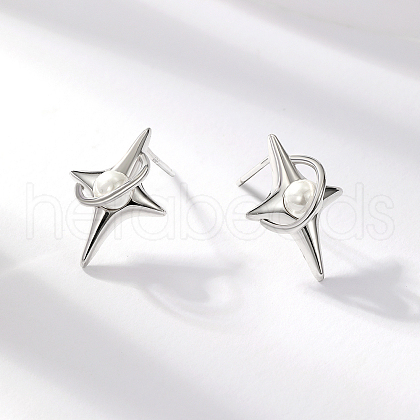 S925 Sterling Silver Star Stud Earrings GP7830-1