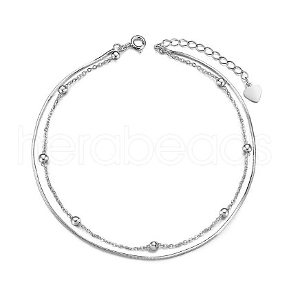 SHEGRACE 925 Sterling Silver Multi-Strand Anklet JA88A-1