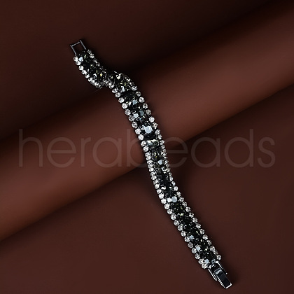 Square Alloy Rhinestone Cup Chain Bracelets for Women WG1D83C-08-1