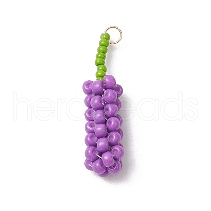 Glass Seed Beaded Mulberry Pendants PALLOY-MZ00749-02-1