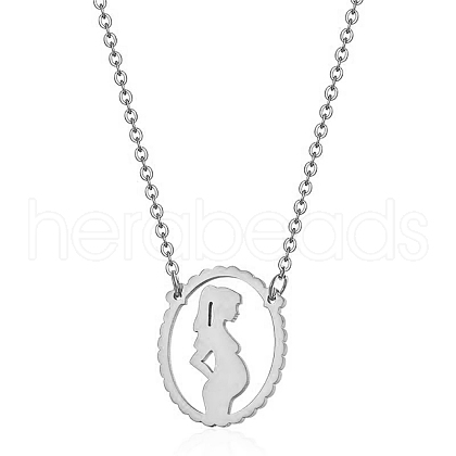 Mother's Day Stainless Steel Ppregnant Pendant Necklaces for Women KE6732-2-1