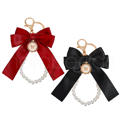 Beebeecraft 2Pcs 2 Colors Polyester Keychains KEYC-BBC0001-04B-1