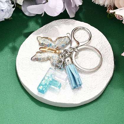 26Pcs Transparent Epoxy Resin & Transparent Acrylic & Faux Suede Tassel Keychain KEYC-JKC01202-06-1